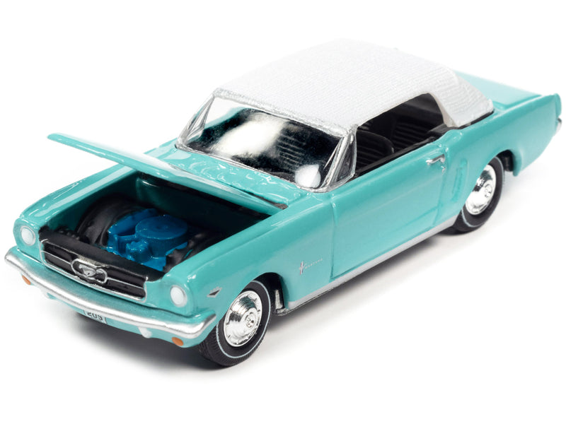 1965 Ford Mustang Light Blue with White Top James Bond 007 "Thunderball" (1965) Movie "Pop Culture" 2022 Release 3 1/64 Diecast Model Car by Johnny Lightning