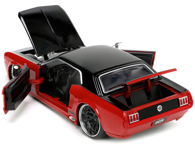 1965 Ford Mustang Custom Red and Black "Bigtime Muscle" Series 1/24 Diecast Model Car by Jada
