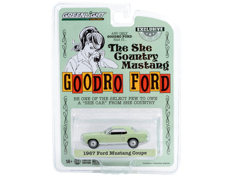 1967 Ford Mustang Limelite Green "She Country Special" "Bill Goodro Ford Denver Colorado" "Hobby Exclusive" Series 1/64 Diecast Model Car by Greenlight