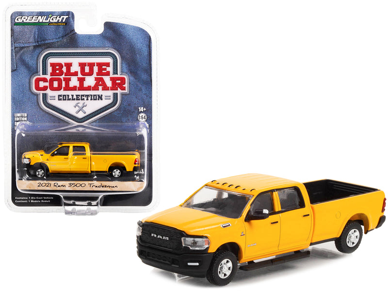 2021 Ram 3500 Tradesman Pickup Truck School Bus Yellow "Blue Collar Collection" Series 11 1/64 Diecast Model Car by Greenlight