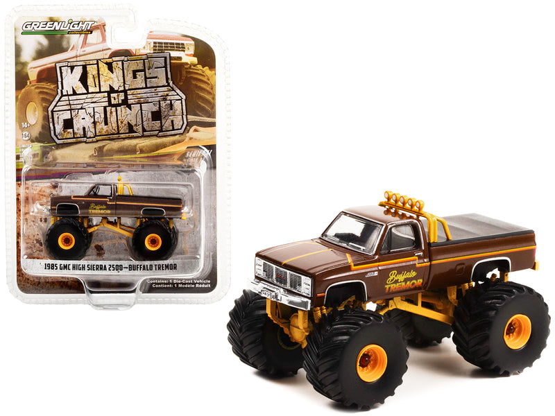 1985 GMC High Sierra 2500 Monster Truck Brown with Stripes "Buffalo Tremor" "Kings of Crunch" Series 11 1/64 Diecast Model Car by Greenlight