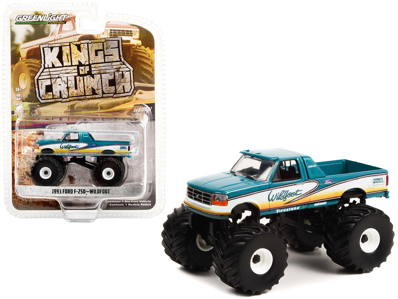 1993 Ford F-250 Monster Truck Teal "Wildfoot" "Kings of Crunch" Series 11 1/64 Diecast Model Car by Greenlight