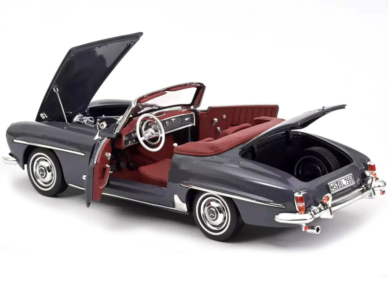 1957 Mercedes-Benz 190 SL Convertible Gray with Red Interior 1/18 Diecast Model Car by Norev