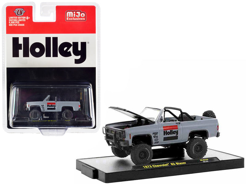 1973 Chevrolet K5 Blazer Open Top "Holley" Gray with Black Hood Limited Edition to 6600 pieces Worldwide 1/64 Diecast Model Car by M2 Machines