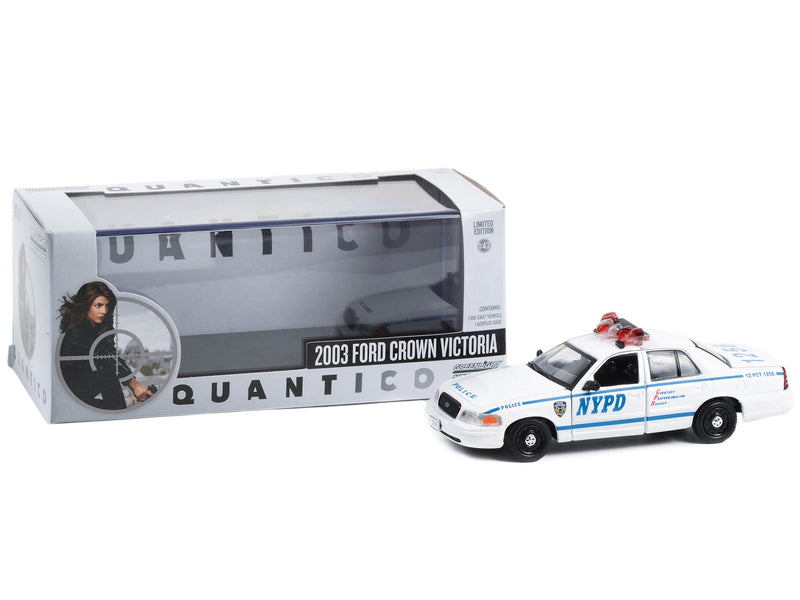 2003 Ford Crown Victoria Police Interceptor NYPD (New York City Police Dept) White "Quantico" (2015-2018) TV Series 1/43 Diecast Model Car by Greenlight