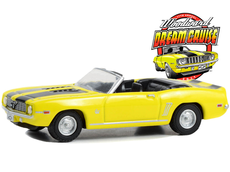 1969 Chevrolet Camaro SS Convertible Yellow with Black Stripes "17th Annual Woodward Dream Cruise Featured Heritage Vehicle" (2011) "Woodward Dream Cruise" Series 1 1/64 Diecast Model Car by Greenlight