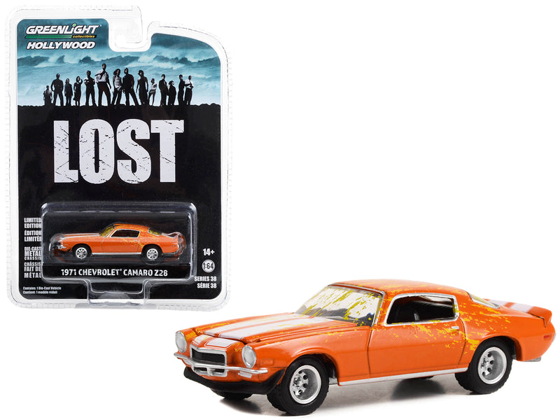 1971 Chevrolet Camaro Z/28 Orange with White Stripes (Dirty Version) "Lost" (2004-2010) TV Series "Hollywood Series" Release 38 1/64 Diecast Model Car by Greenlight