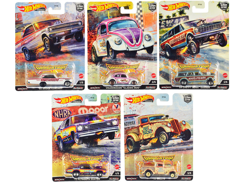 "Drag Strip" 5 piece Set "Car Culture" Series Diecast Model Cars by Hot Wheels