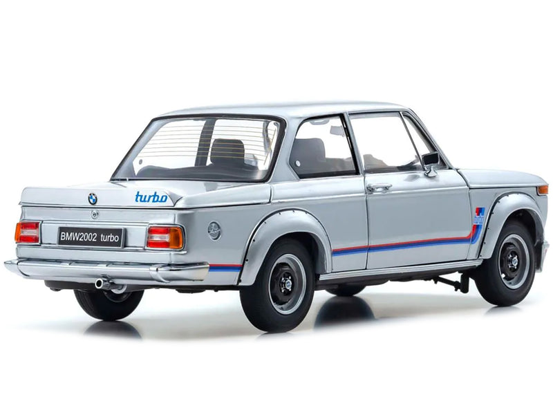BMW 2002 Turbo Silver with Red and Blue Stripes 1/18 Diecast Model Car by Kyosho
