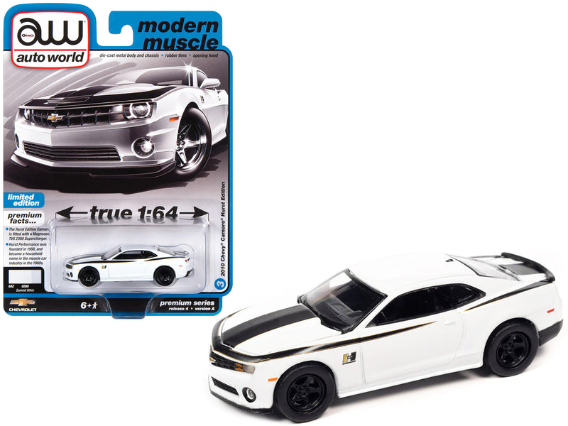 2010 Chevrolet Camaro Hurst Edition Summit White with Black Graphics "Modern Muscle" Limited Edition 1/64 Diecast Model Car by Auto World