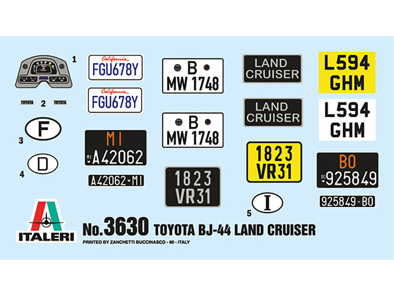 Skill 3 Model Kit Toyota BJ44 Land Cruiser 1/24 Scale Model by Italeri