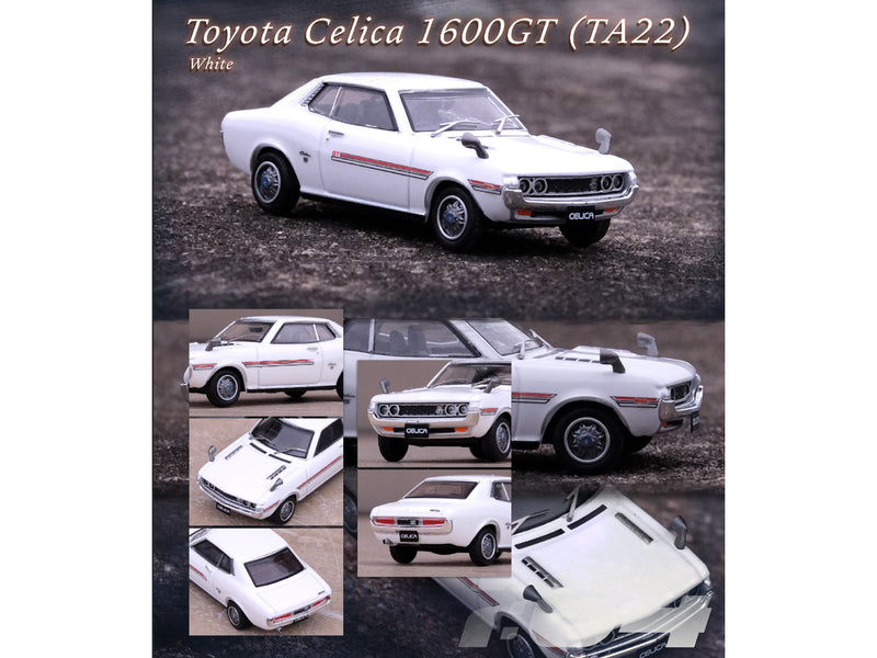 Toyota Celica 1600GT (TA22) RHD (Right Hand Drive) White with Red Stripes 1/64 Diecast Model Car by Inno Models