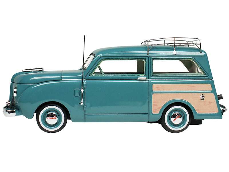 1949 Crosley Station Wagon Medium Blue with Roof Rack and Light Blue Interior Limited Edition to 240 pieces Worldwide 1/43 Model Car by Goldvarg Collection