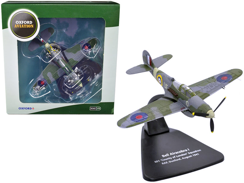 Bell Airacobra I Fighter Aircraft "601 County of London Squadron RAF Duxford" (August 1941) "Oxford Aviation" Series 1/72 Diecast Model Airplane by Oxford Diecast