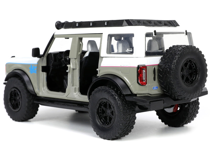 2021 Ford Bronco Gray and White with Matt Black Hood with Roof Rack "M2 Motoring" "Just Trucks" Series 1/24 Diecast Model Car by Jada