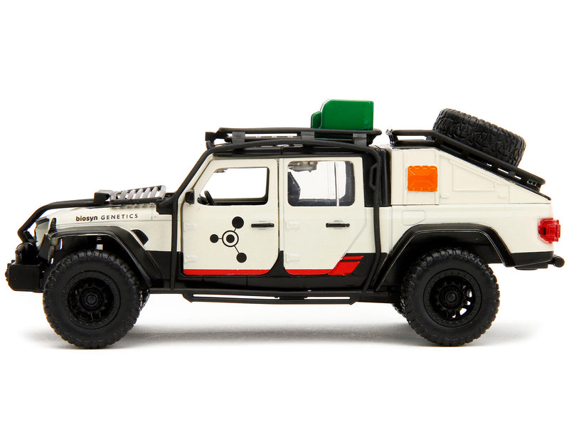Jeep Gladiator Pickup Truck with Equipment Shell Beige with Graphics "Biosyn Genetics" "Jurassic World Dominion" (2022) Movie "Hollywood Rides" Series 1/32 Diecast Model Car by Jada