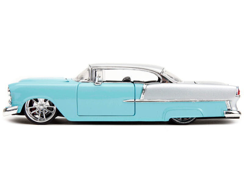 1955 Chevrolet Bel Air Light Blue and Silver Metallic "Bad Guys" "Bigtime Muscle" Series 1/24 Diecast Model Car by Jada