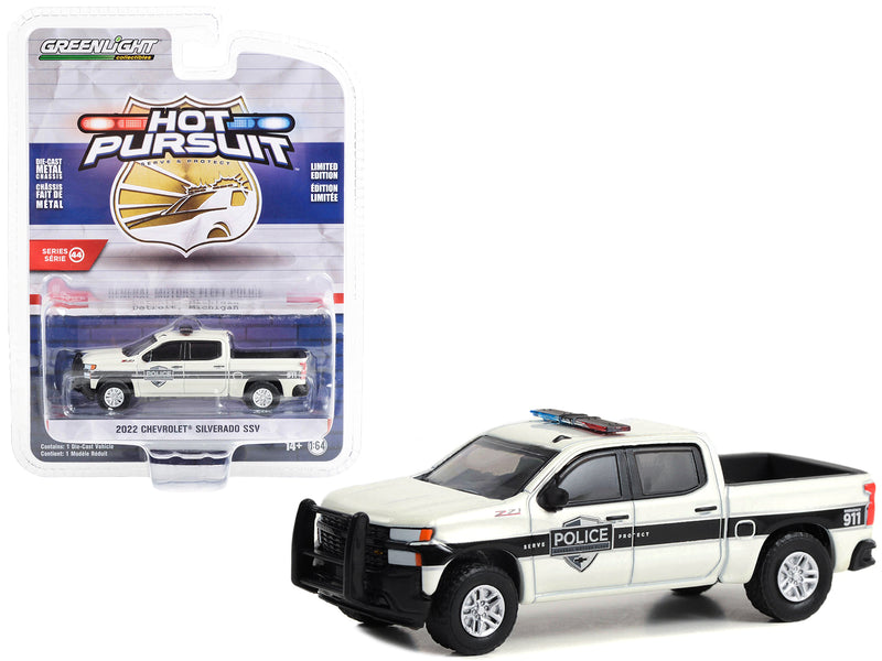 2022 Chevrolet Silverado SSV Pickup Truck White Metallic "General Motors Fleet Police" "Hot Pursuit" Series 44 1/64 Diecast Model Car by Greenlight