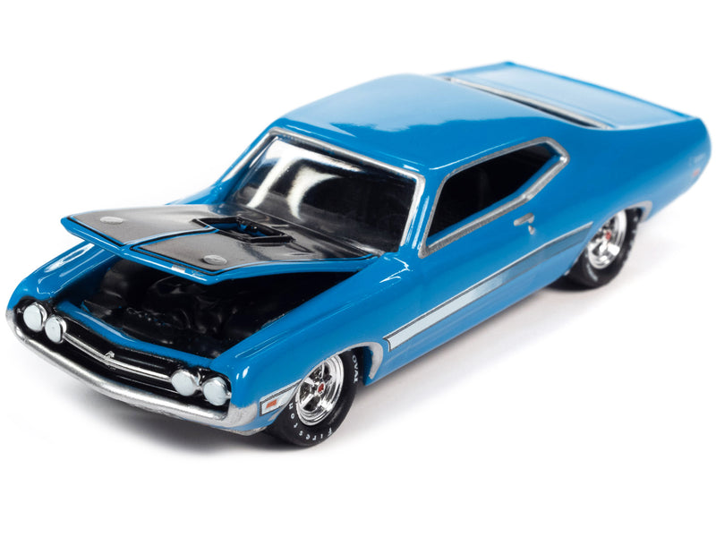 1971 Ford Torino Cobra Grabber Blue with Stripes "MCACN (Muscle Car and Corvette Nationals)" Limited Edition to 4188 pieces Worldwide "Muscle Cars USA" Series 1/64 Diecast Model Car by Johnny Lightning