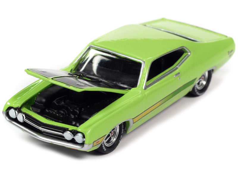1971 Ford Torino Cobra Grabber Lime Green with Stripes "MCACN (Muscle Car and Corvette Nationals)" Limited Edition to 4140 pieces Worldwide "Muscle Cars USA" Series 1/64 Diecast Model Car by Johnny Lightning