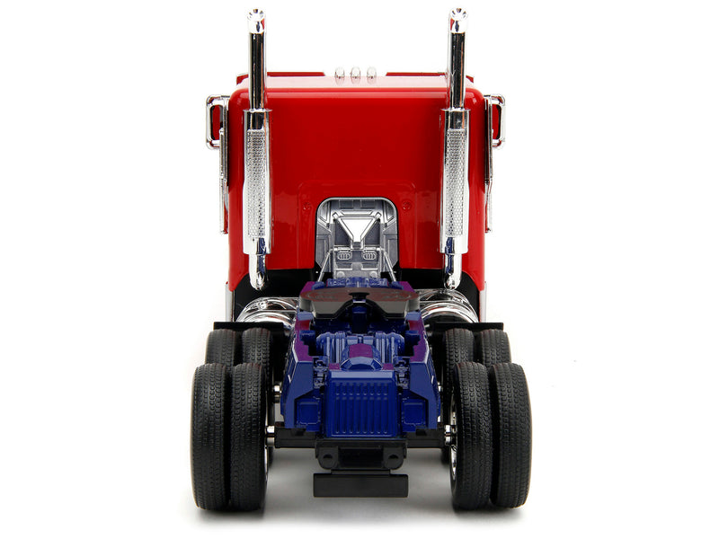 Optimus Prime Tractor Truck Red and Blue with Silver Stripes "Transformers: Rise of the Beasts" (2023) Movie "Hollywood Rides" Series Diecast Model Car by Jada