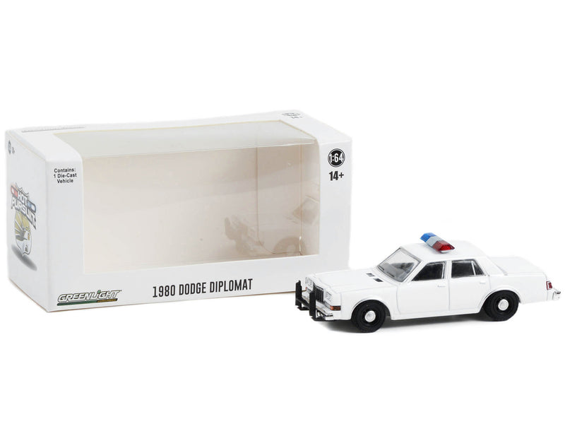 1980-1989 Dodge Diplomat Police Unmarked White with Light Bar "Hot Pursuit" "Hobby Exclusive" Series 1/64 Diecast Model Car by Greenlight