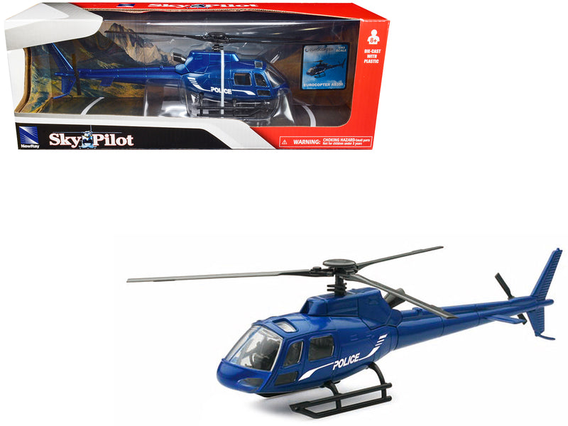Eurocopter AS350 Helicopter Blue Metallic "Police" "Sky Pilot" Series 1/43 Diecast Model by New Ray