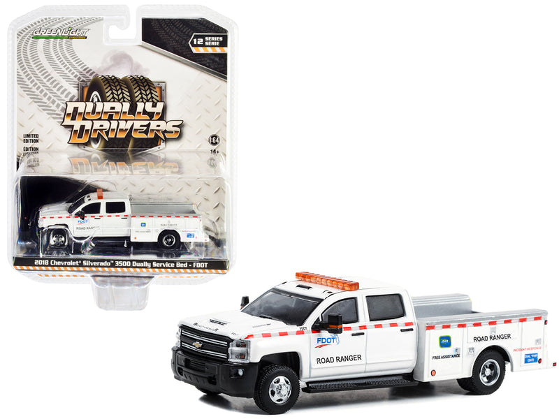 2018 Chevrolet Silverado 3500 Dually Service Truck White "Florida Department of Transportation (FDOT) Road Ranger" "Dually Drivers" Series 12 1/64 Diecast Model Car by Greenlight