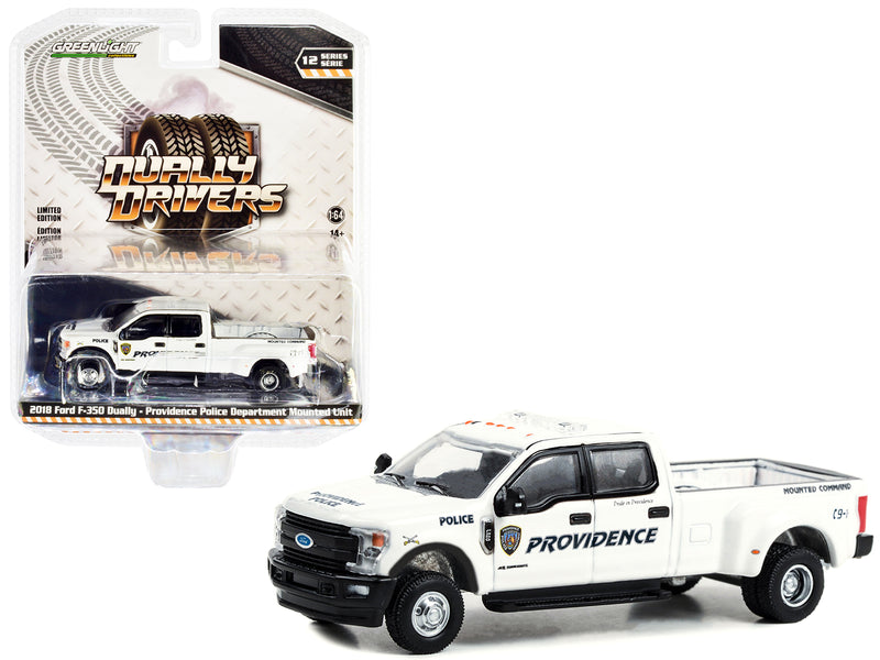 2018 Ford F-350 Dually Pickup Truck White "Providence Police Department Mounted Unit Providence Rhode Island" "Dually Drivers" Series 12 1/64 Diecast Model Car by Greenlight