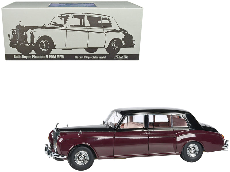 1965 Rolls Royce Phantom V Duotone Royal Garnet Red and Mason's Black 1/18 Diecast Model Car by Paragon Models