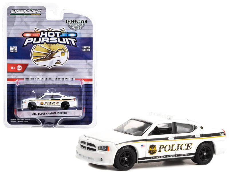 2010 Dodge Charger Pursuit White "United States Secret Service Police" Washington DC "Hot Pursuit" Special Edition 1/64 Diecast Model Car by Greenlight