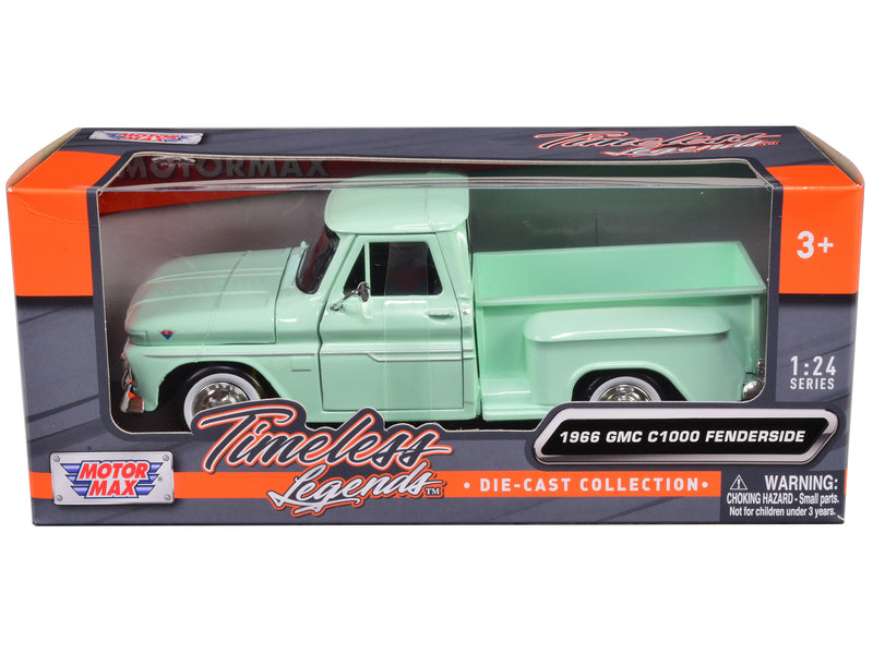 1966 GMC C1000 Fenderside Pickup Truck Light Green "Timeless Legends" Series 1/24 Diecast Model Car by Motormax