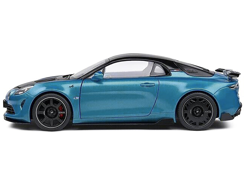 2023 Alpine A100 Radicale Blue Metallic with Carbon Hood and Top 1/18 Diecast Model Car by Solido