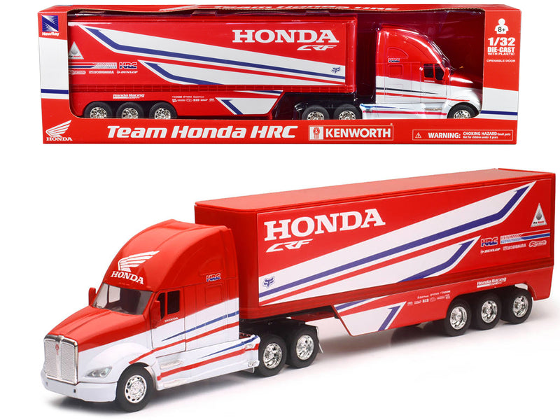 Kenworth Semi-Truck Red and White "Team Honda HRC" 1/32 Diecast Model by New Ray