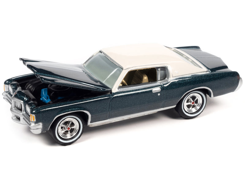 1971 Pontiac Grand Prix Bluestone Gray Metallic with White Top "Classic Gold Collection" Series Limited Edition to 8476 pieces Worldwide 1/64 Diecast Model Car by Johnny Lightning