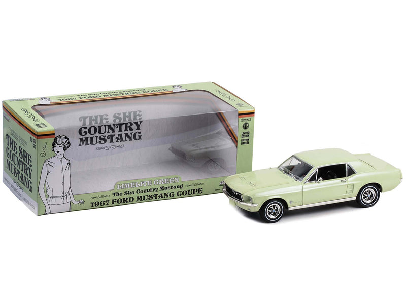 1967 Ford Mustang Coupe Limelite Green Metallic "She Country Special - Bill Goodro Ford Denver Colorado" 1/18 Diecast Model Car by Greenlight