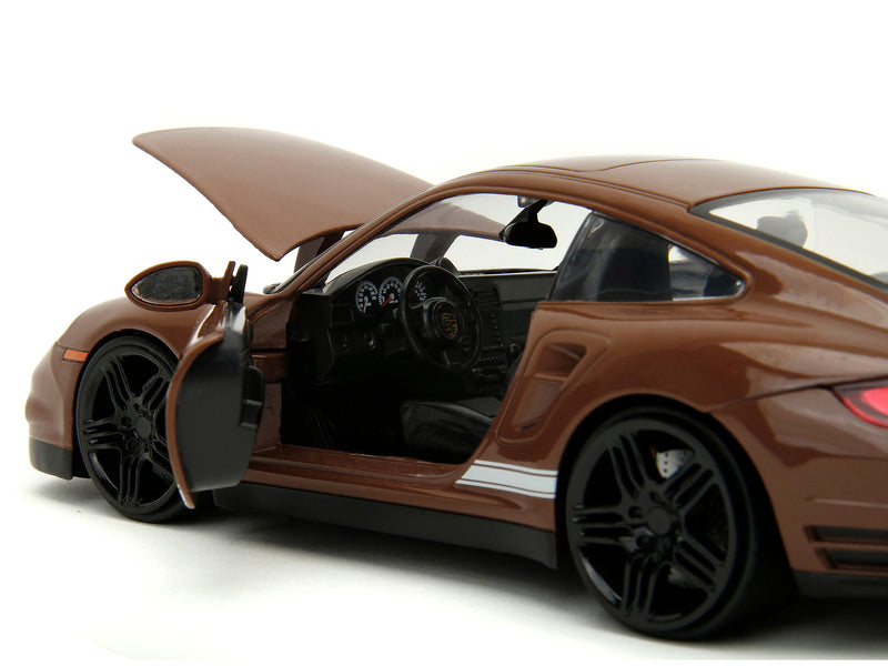 Porsche 911 Turbo Brown and Brown M&M Diecast Figure "M&M's" "Hollywood Rides" Series 1/24 Diecast Model Car by Jada