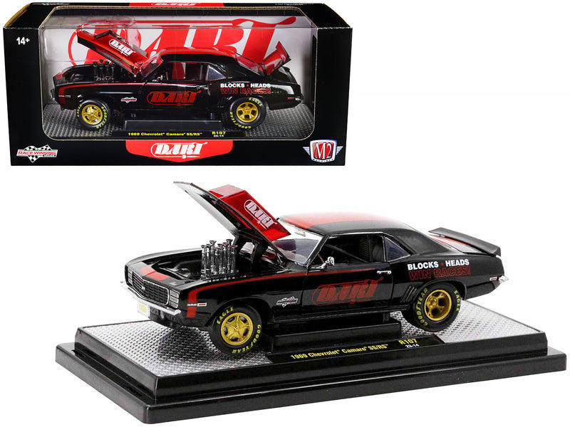 1969 Chevrolet Camaro SS 396 Black with Bright Red Stripes "Dart Machinery" Limited Edition to 5250 pieces Worldwide 1/24 Diecast Model Car by M2 Machines