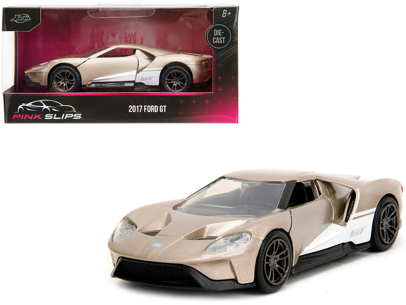 2017 Ford GT Gold Metallic with White Accents "Pink Slips" Series 1/32 Diecast Model Car by Jada