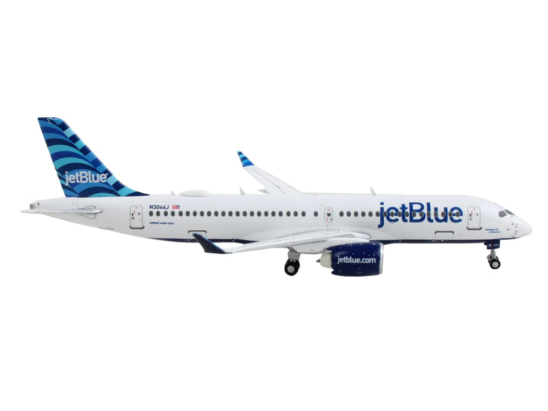 Airbus A220-300 Commercial Aircraft "JetBlue Airways" White with Blue Tail 1/400 Diecast Model Airplane by GeminiJets