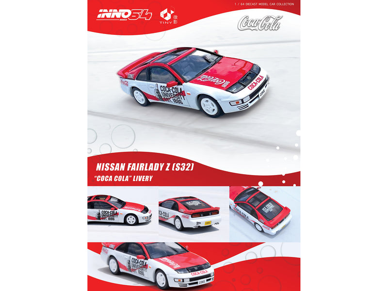 Nissan Fairlady Z (Z32) RHD (Right Hand Drive) Red and White "Coca-Cola" 1/64 Diecast Model Car by Inno Models