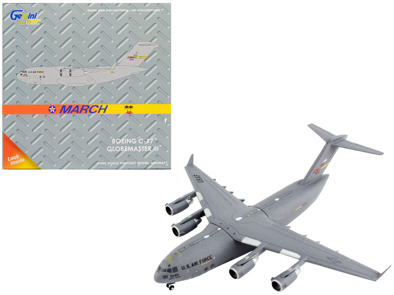 Boeing C-17 Globemaster III Transport Aircraft "March Air Reserve Base California" United States Air Force "Gemini Macs" Series 1/400 Diecast Model Airplane by GeminiJets