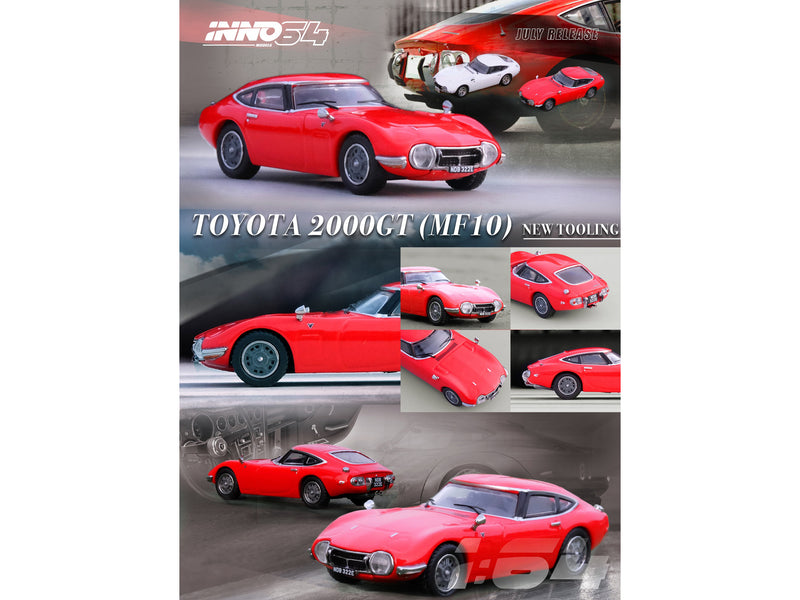Toyota 2000GT (MF10) RHD (Right Hand Drive) Solar Red 1/64 Diecast Model Car by Inno Models