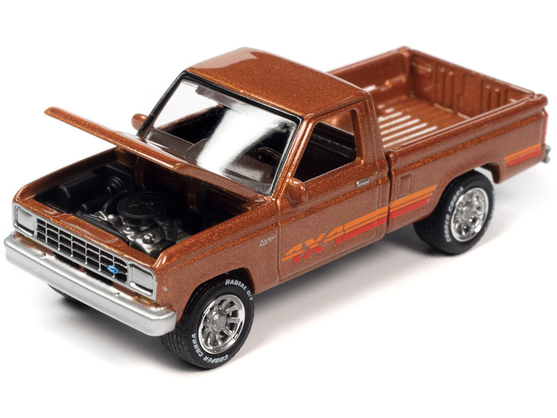 1985 Ford Ranger XL Pickup Truck Bright Copper Metallic with Stripes "Classic Gold Collection" 2023 Release 1 Limited Edition to 4620 pieces Worldwide 1/64 Diecast Model Car by Johnny Lightning