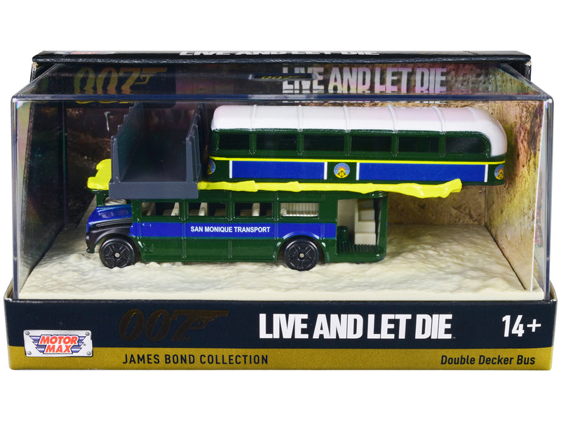 Double Decker Bus "San Monique Transport" "Hitting Bridge Scene" James Bond 007 "Live and Let Die" (1973) Movie with Display "James Bond Collection" Series Diecast Model by Motormax