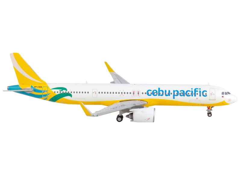 Airbus A321neo Commercial Aircraft "Cebu Pacific" Yellow and White 1/400 Diecast Model Airplane by GeminiJets
