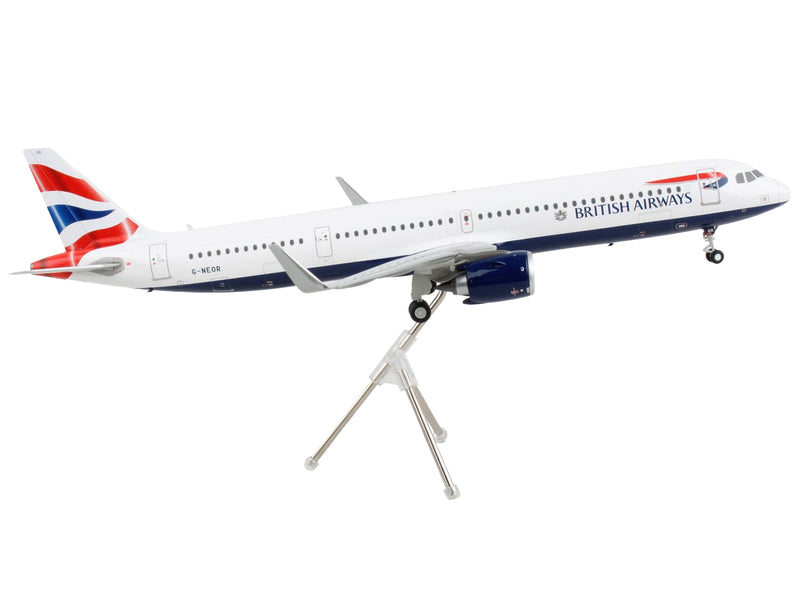 Airbus A321neo Commercial Aircraft "British Airways" White with Tail Stripes "Gemini 200" Series 1/200 Diecast Model Airplane by GeminiJets