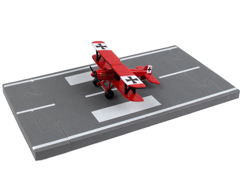 Royal Aircraft Factory S.E.5 Fighter Aircraft Red "Red Baron Livery" with Runway Section Diecast Model Airplane by Runway24