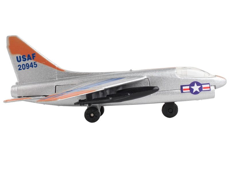 LTV A-7 Corsair II Attack Aircraft Silver Metallic "United States Air Force" with Runway Section Diecast Model Airplane by Runway24