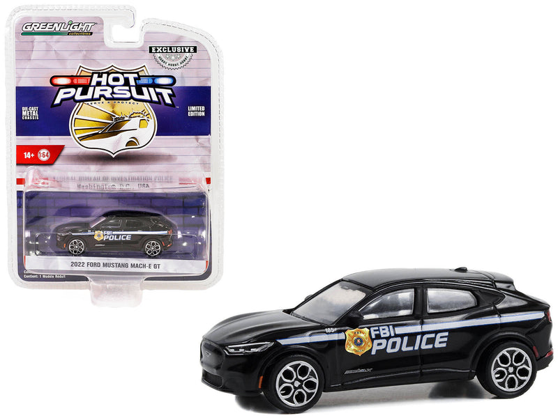 2022 Ford Mustang Mach-E GT Black "FBI Police (Federal Bureau of Investigation Police)" "Hot Pursuit" Special Edition 1/64 Diecast Model Car by Greenlight